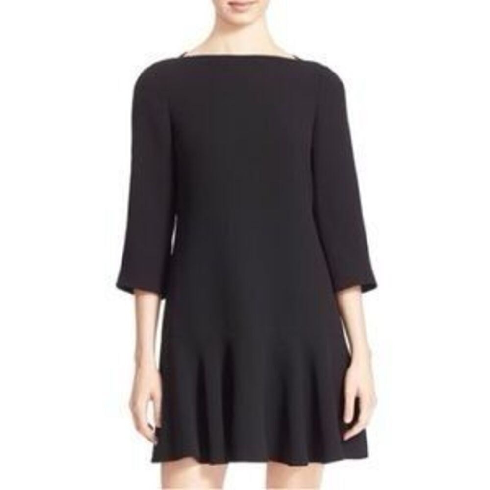 Kate Spade New York Crepe Flounce 3/4 Sleeve Dress Black Size 6